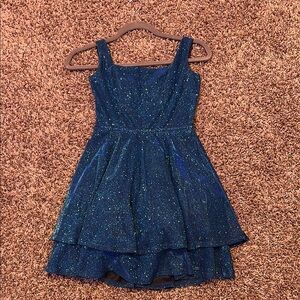 City Triangles Blue Tiered Sleeveless Prom Dress